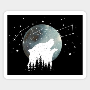 Moon and howling wolf Sticker